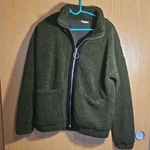 Mystree Olive Green Sherpa Jacket